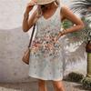 Women's Casual Sundress With Pockets Summer Boho Beach Dress Floral Blouses For Women T-Shirts Dress V Neck Loose Tank Dresses
