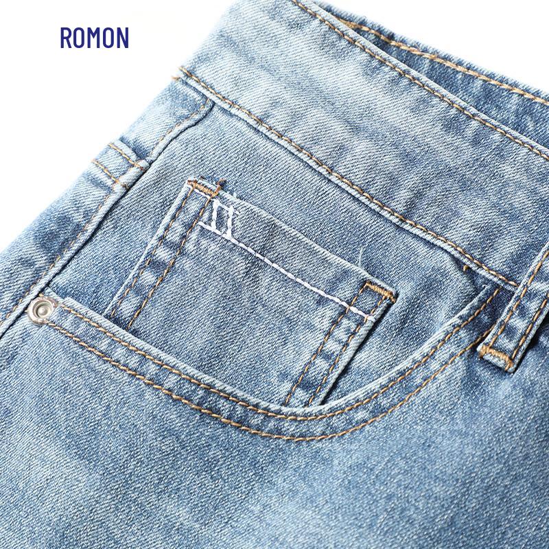 ROMON Мужские прямые джинсы из 95% гребенчатого хлопка с эластаном