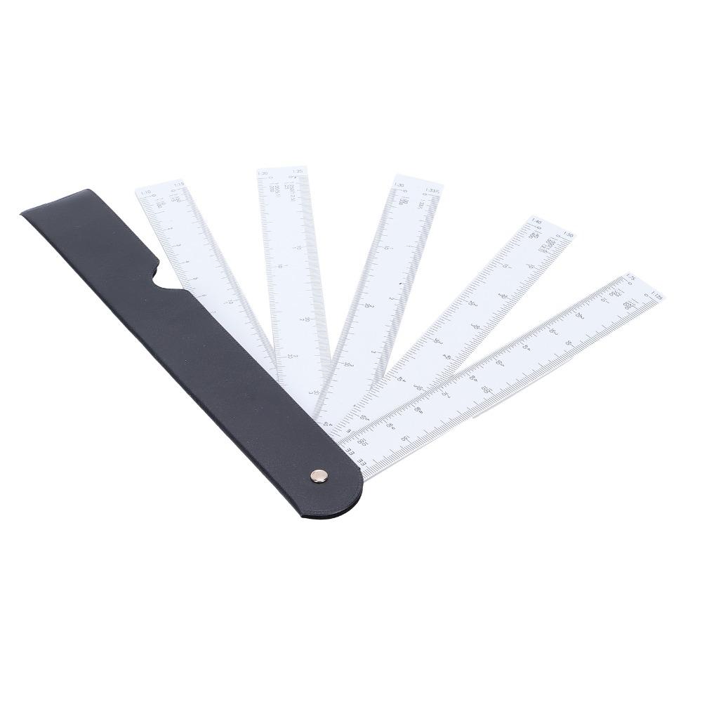 Multi Ratio Fan Shaped Ruler Plastic Scale Tools Durable Architect Scale Ruler Art Drawing