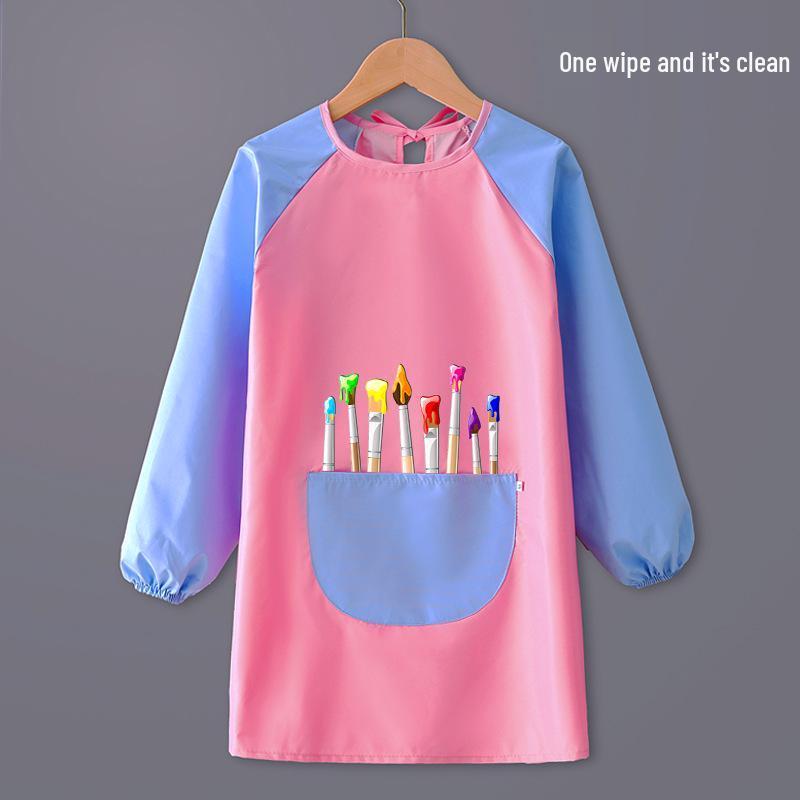 Kids' Waterproof Art Smock with Long Sleeves & Reversible Bib