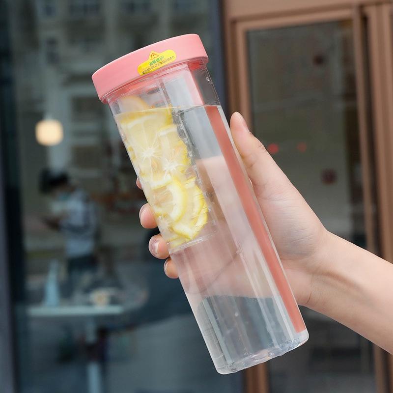 700ML Folding Straw Cup Transparent Large Capacity Water Bottles Portable Juice Cups Lemon Filter Cute Drinking Bottle for Girl