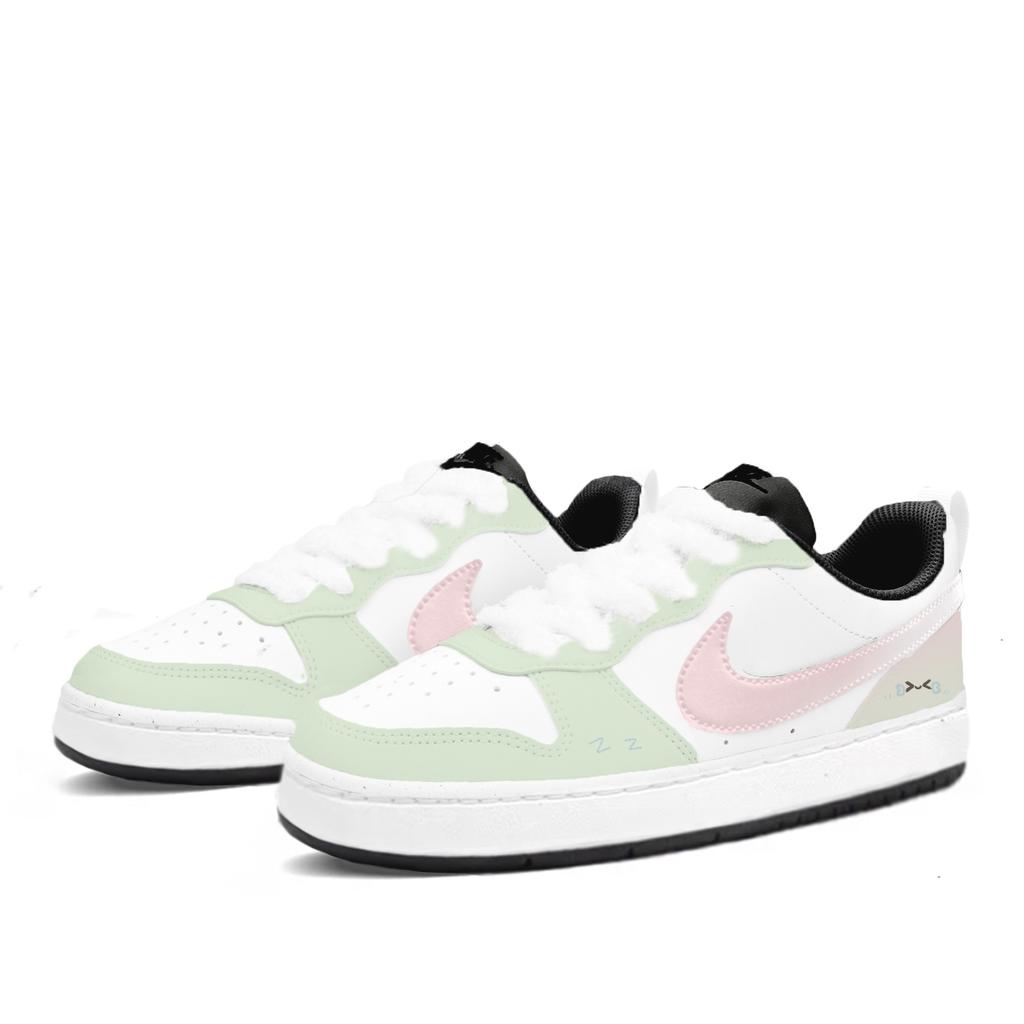 Nike Court Borough Vanilla Frost Abrasion Resistant Slip Resistant Low top Skateboard Shoes Women's Pink Green DV5456-103(Team2205-)