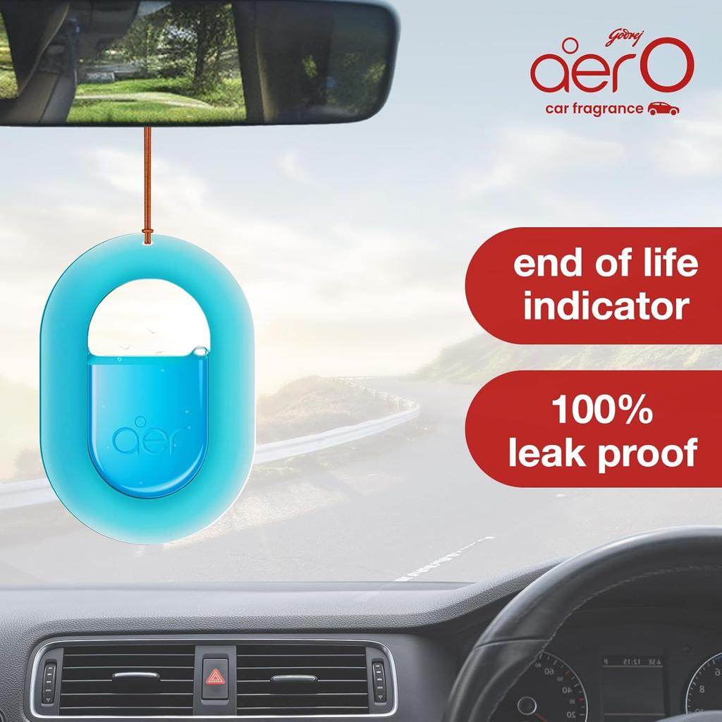 Godrej Aer O Hanging Car Air Freshener Gel Pack of 2 – Cool Aqua Scent Long-Lasting Spill-Proof Car Fragrance 7.5g