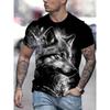 Men 3D Pattern Fire Wolf Graphic Print T-Shirt Summer Oversized Causal T-Shiet Men's Fashion Fitness Short Sleeve Clothing Tops