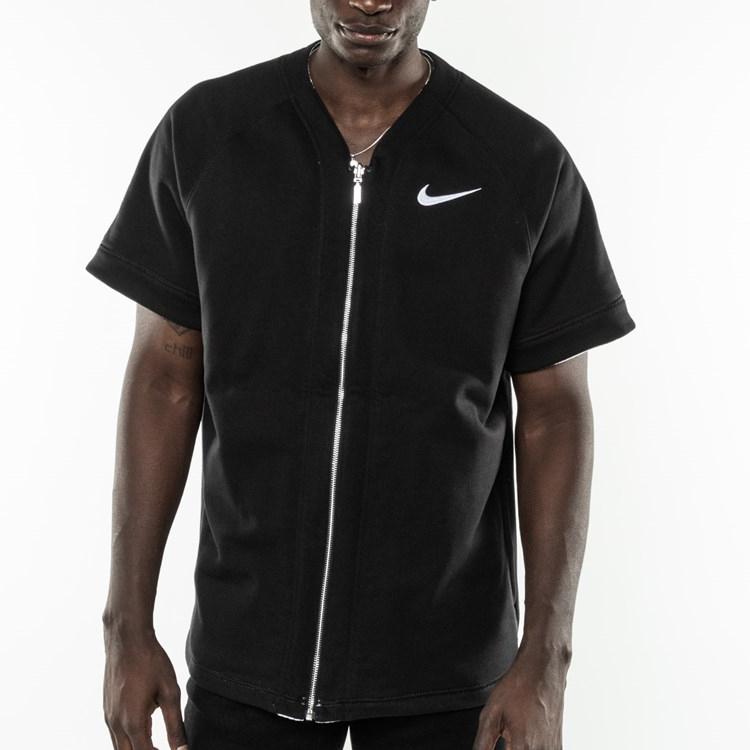 Nike Двусторонняя бейсбольная куртка на молнии с короткими рукавами Мужская верхняя одежда Черный Белый Желтый AV8269-701