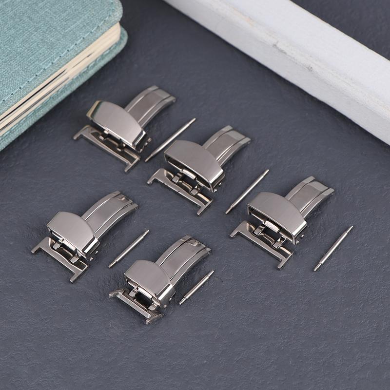 Раскладывающаяся застежка-бабочка из нержавеющей стали для часов 14 мм, 16 мм, 18 мм, 20 мм, 22 мм, застежки для часов, раскладывающиеся пряжки, застежка на кнопке