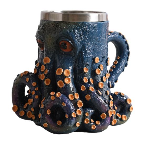 3D Кружка для пива «Дьявольский осьминог» с ручкой-щупальцем, готическая, Ктулху, пиратская, для напитков, ночная, средневековая фэнтези, подарок