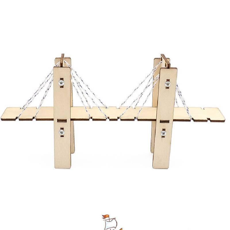 Kindergarten Students Wooden Assembled Cable-stayed Bridge Handmade Kit Cognitive Educational Toy Wholesale