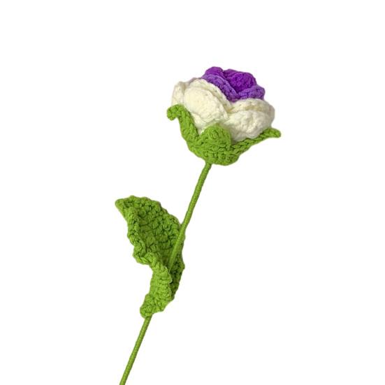 Плетеная роза, связанная крючком вручную, красивая, долговечная пряжа, связанная крючком, роза