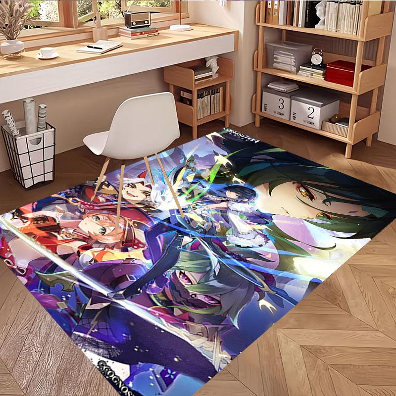 Genshin Impact Print Rug, Washable Floor Carpet, For Entryway Dorm Laundry Room Office Study, Home Decor Birthday Christmas Gift