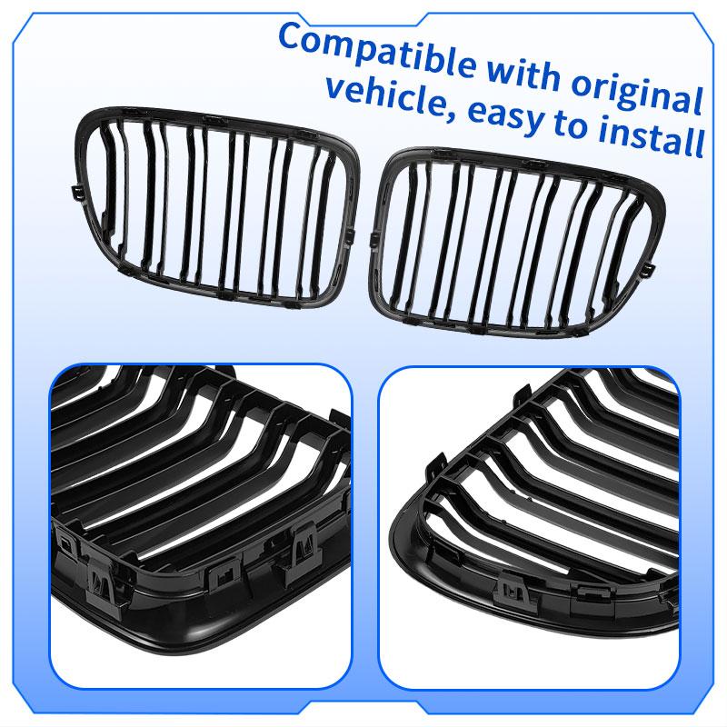High quality For BMW X1 E84 X1 18i 20i 25i 28i 2011-2016 Automotive External Accessories Double Line Smooth Black Front Grille
