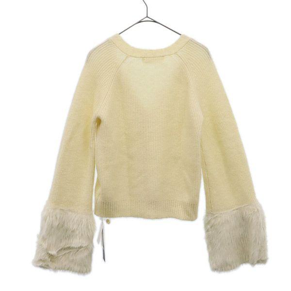 Неиспользованный кардиган Lily Brown с длинными рукавами и меховыми рукавами, вязаный, F белый, женский, б/у