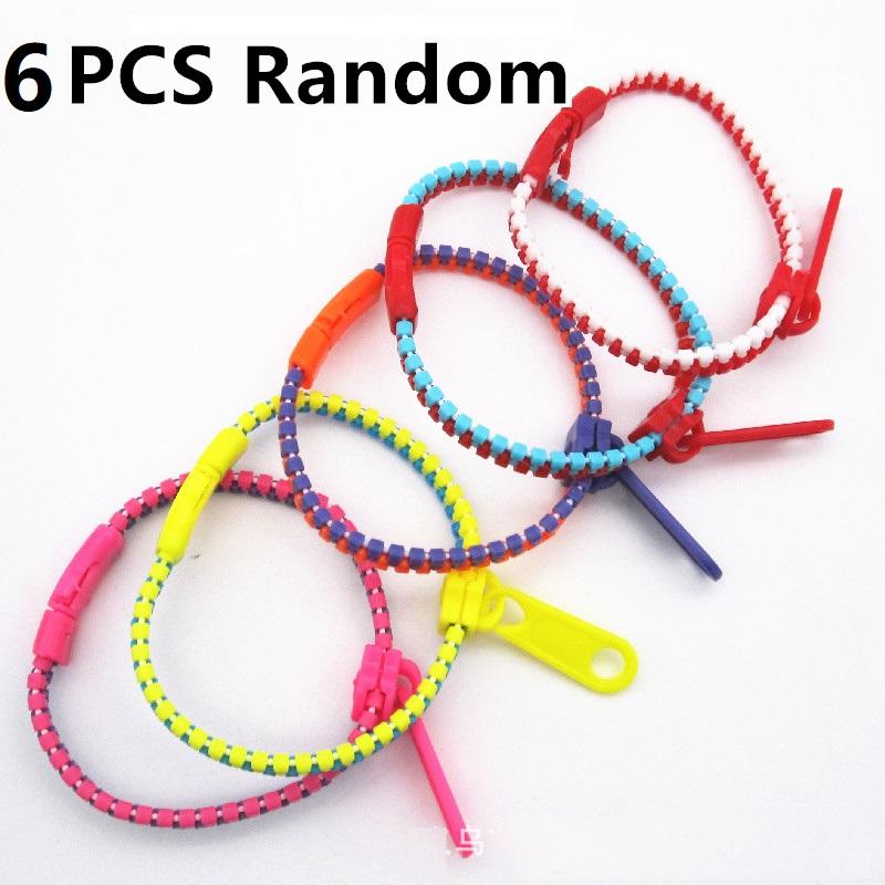 6 Pcs Creative Zipper Bracelet Toy Stress Reliever Focus Killing Fidget Toy For Kids Children Adhd Autism Hand Sensory Toys