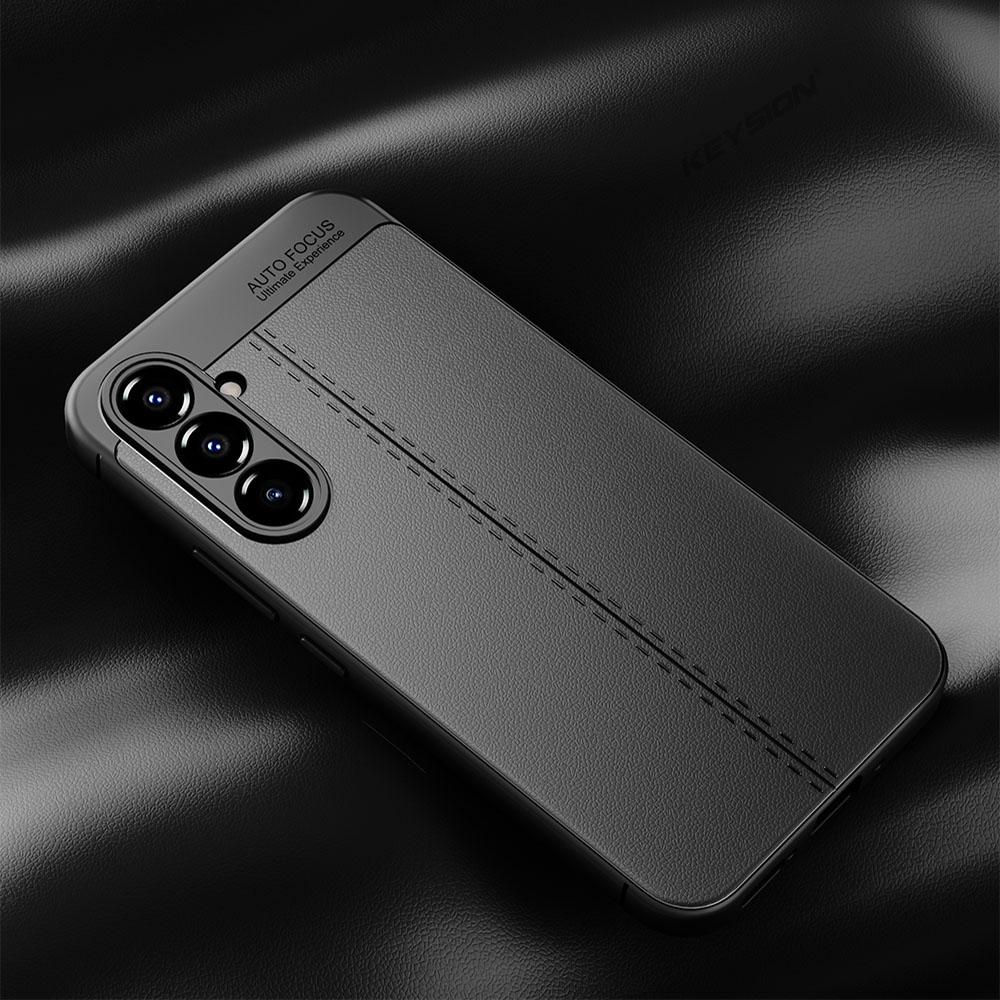 KEYSION Противоударный чехол для Samsung A56 A36 A26 5G кожаная текстура мягкая силиконовая задняя крышка для телефона Galaxy A55 A35 A25 A15 5G A05S