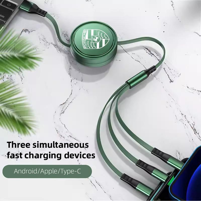 100 Вт USB на Type-C Micro Lightning 3-в-1 Быстрое зарядное устройство Зарядный кабель Для Porsche Cayenne Panamera Macan 911