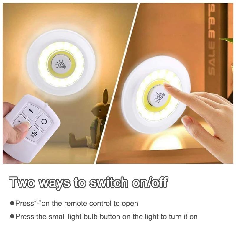 10W LED Under Counter Lights COB Light Battery Powered with Remote Control for Under Cabinet Closet Bedroom Kitchen Lighting