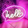HELLO Neon Sign Creative Shape USB/Battery Operated Non-glaring LED Neon Lamp Wall Ornament Party Supplies