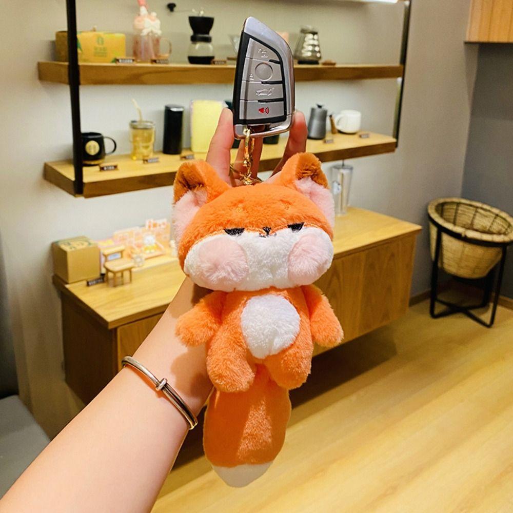 Plush Cartoon Big Tail Orange Car Keychain Cartoon Big Tail Doll Pendant  Kids Children Girls Boys