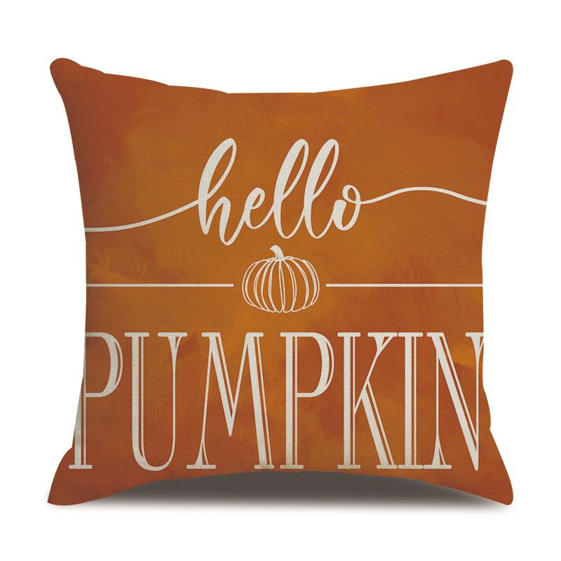 Подушка из льна на День благодарения, осенняя наволочка с принтом тыквы