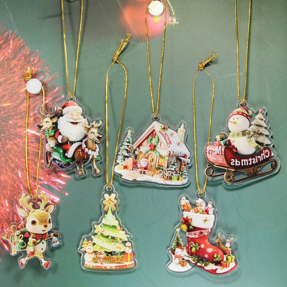 6Pcs Creative Christmas Decoration Pendant Santa Christmas Tree Hanging Ornament Garden