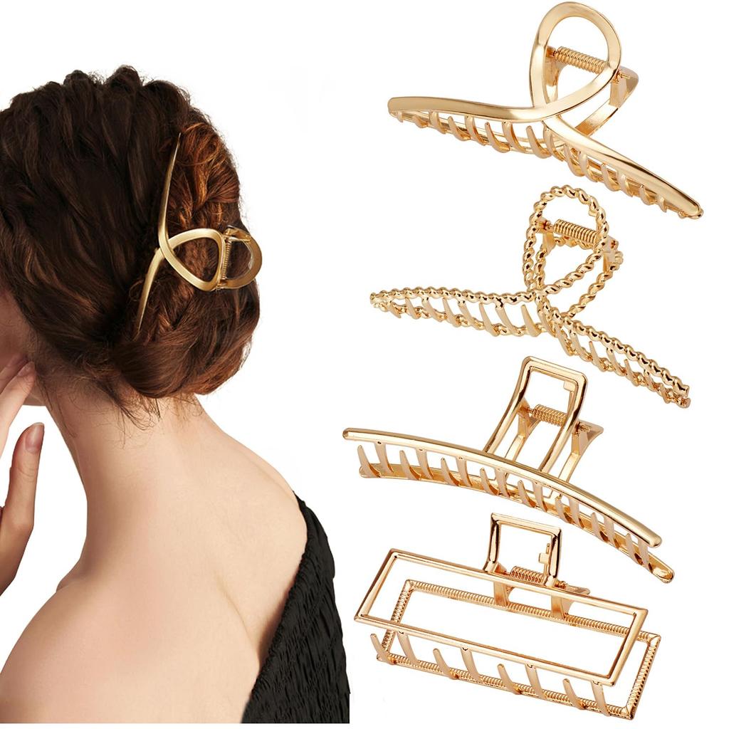 Fashion Metal Hair Claw For Women Gold Silver Color Cross Crab Hair Clip Korean Elegant Geometric Hairpin Girl Hair Accessories