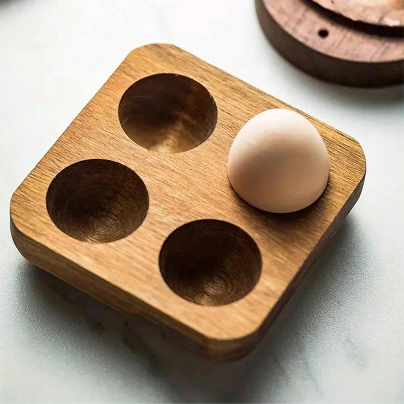 1Pc Multi-Grids Acacia Wood Egg Tray Wooden Baked Egg Storage Tray Scandinavian Pastoral Style Duck Egg Storage Box Storage Rack