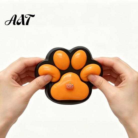 Portable Anxiety Relief Toy Halloween Cat Paw Squeeze Toy, Stress Kitten Claw Sensory Toys Soft Stretchy Pet Fidget for Kids and Adults Shape