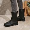 2024 Fashion Women's Shoes Side Zipper Women's Boots Hot Sale Front Lace-up Office and Career New Round Toe Solid Mid-Calf Boots