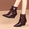 Женские ботильоны на высоком каблуке, модные кожаные туфли с острым носком, новые туфли на танкетке, женская обувь на зиму 2025 года, туфли-лодочки Botas Mujer
