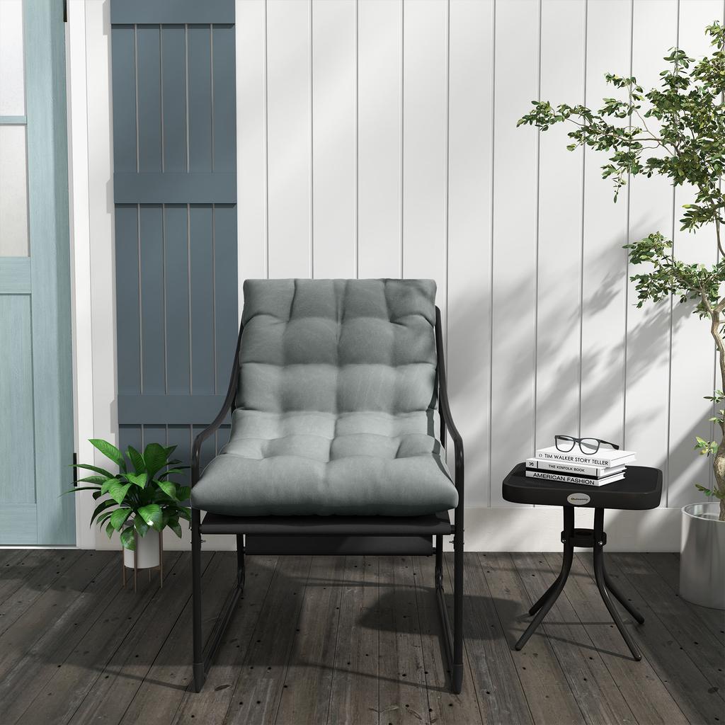 Outdoor Lounger, thick padding, rust-resistant steel frame, 62W x 110D x 88H cm, Grey/Black