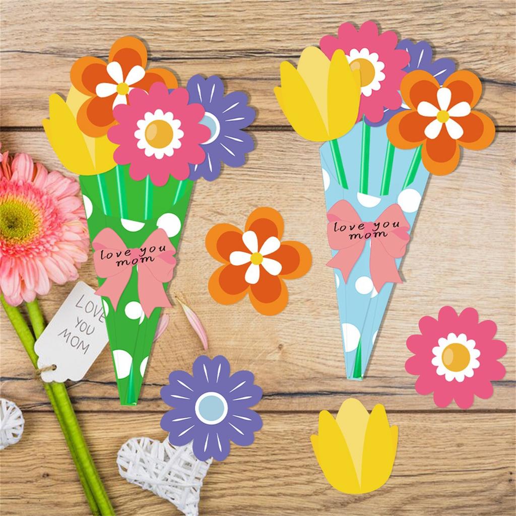 Набор для создания букета цветов из 24 предметов. Набор для создания букета цветов на День матери для детей. Создайте свой собственный букет цветов. Набор поздравительных открыток с цветами.