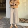 Women's Loose Woolen Wide-Leg Pants - Nine-Point Length, Autumn/Winter, Casual Drape, Small Size, All-Match, Grandma Style