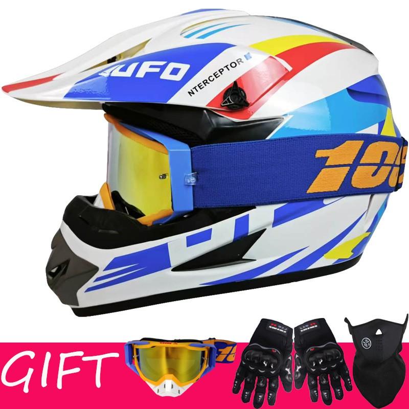 Youth Off-Road Full Face Helmet With 100% Goggles Gloves Mask Bike Karting