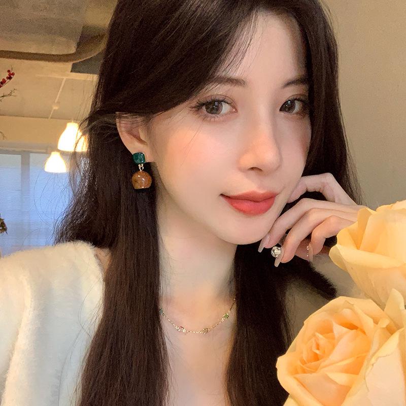 Многоцветные серьги-гвоздики с геометрическим дизайном из эмали и смолы для женщин - стиль интернет-знаменитости