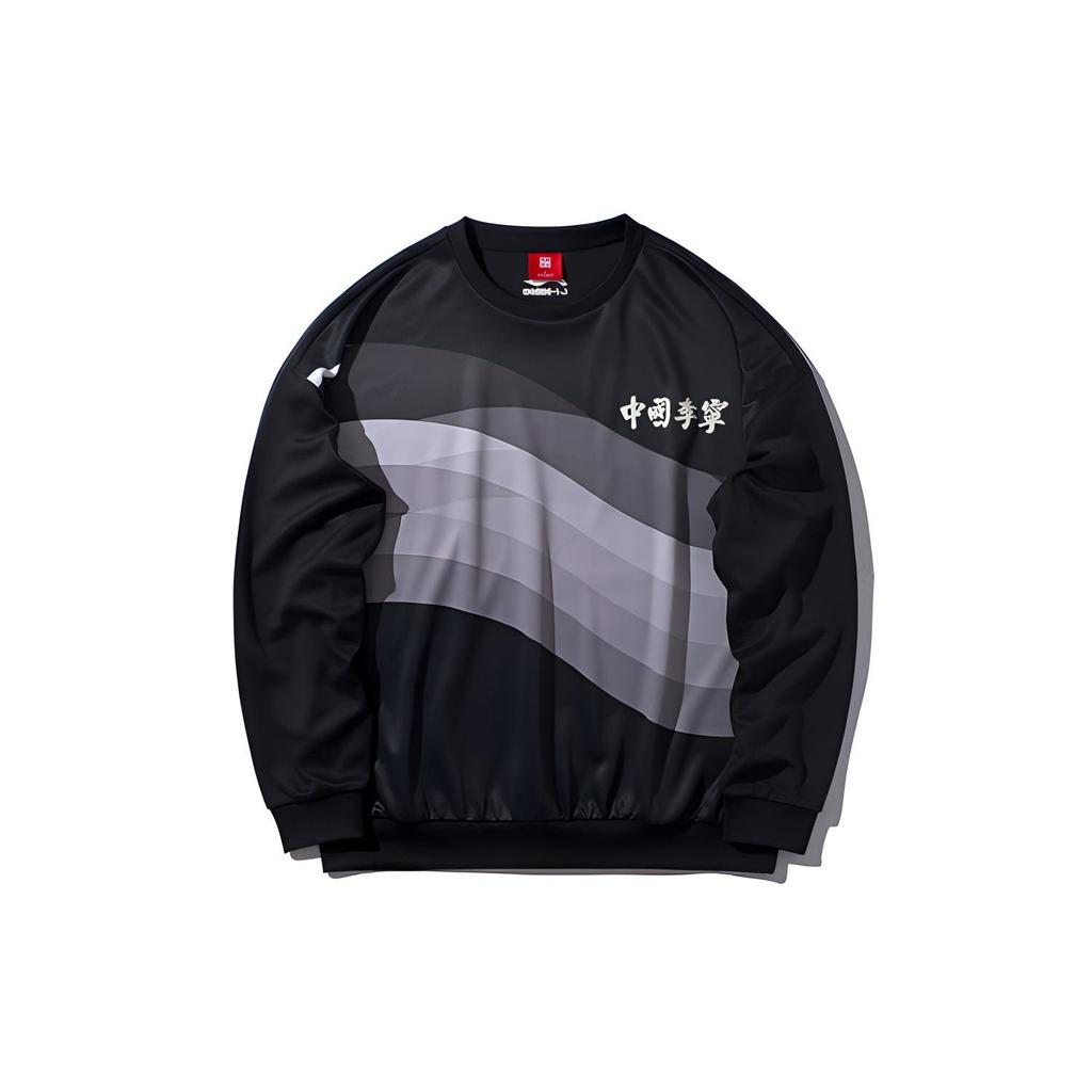 Свитшоты Li Ning Мужские Стандартные Черные С Круглым Вырезом Умеренные Обычные AWDP735-1