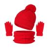 3Pcs/Set Women Hat Scarf Gloves Set Solid Color Design Twist Texture Thickened Warm Plush Lining Hat Scarf Gloves Winter Accessories