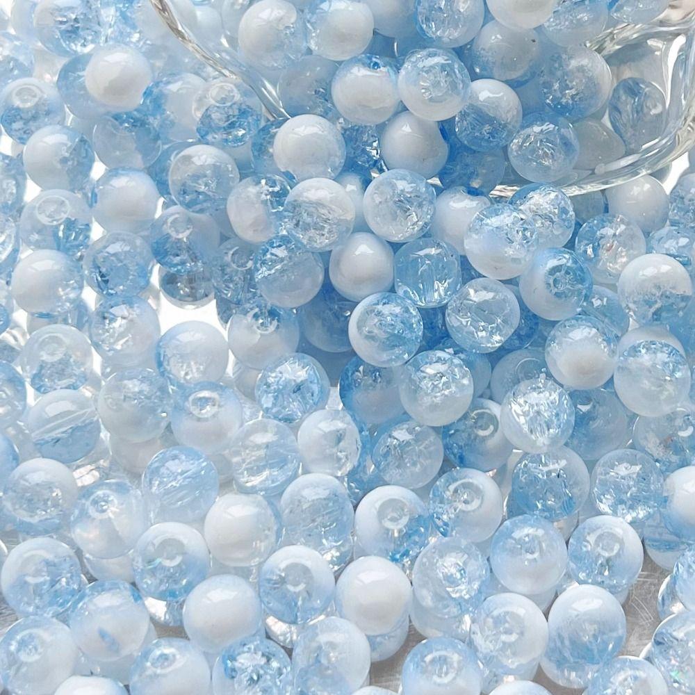 50/30 PCS Exquisite Crackle Beads Durable Round Color Glass Beads Loose Beads  Pendant making