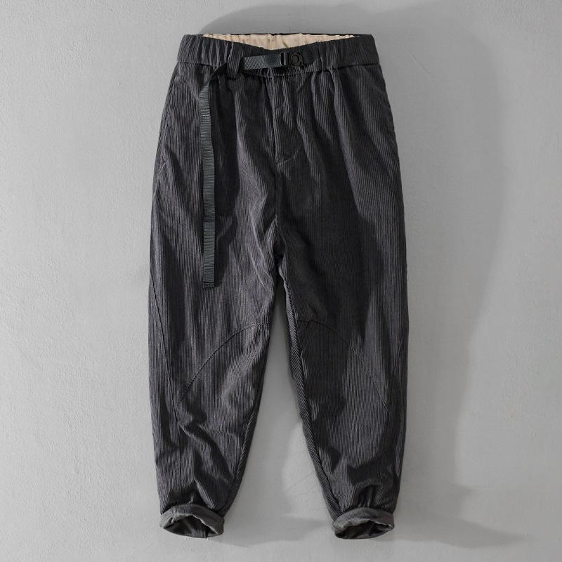 Осенние мужские брюки в стиле ретро, вельветовые брюки, повседневные длинные брюки с эластичной резинкой на талии, прямые мужские брюки