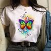 Women Tshirt Watercolor Butterfly Print Tshirt Summer Female Tops Casual Short Sleeve T-Shirts Harajuku Graphic Tee Cute T-Shirt
