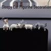 4 Resin Sleepy Cat Ornaments for Car Center Console Display