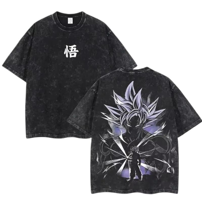 Dragon Ball Goku Anime Printed Tshirt Mens and Womens Washed Tshirt High Quality Vintage Cotton Tshirt Harajuku Tops