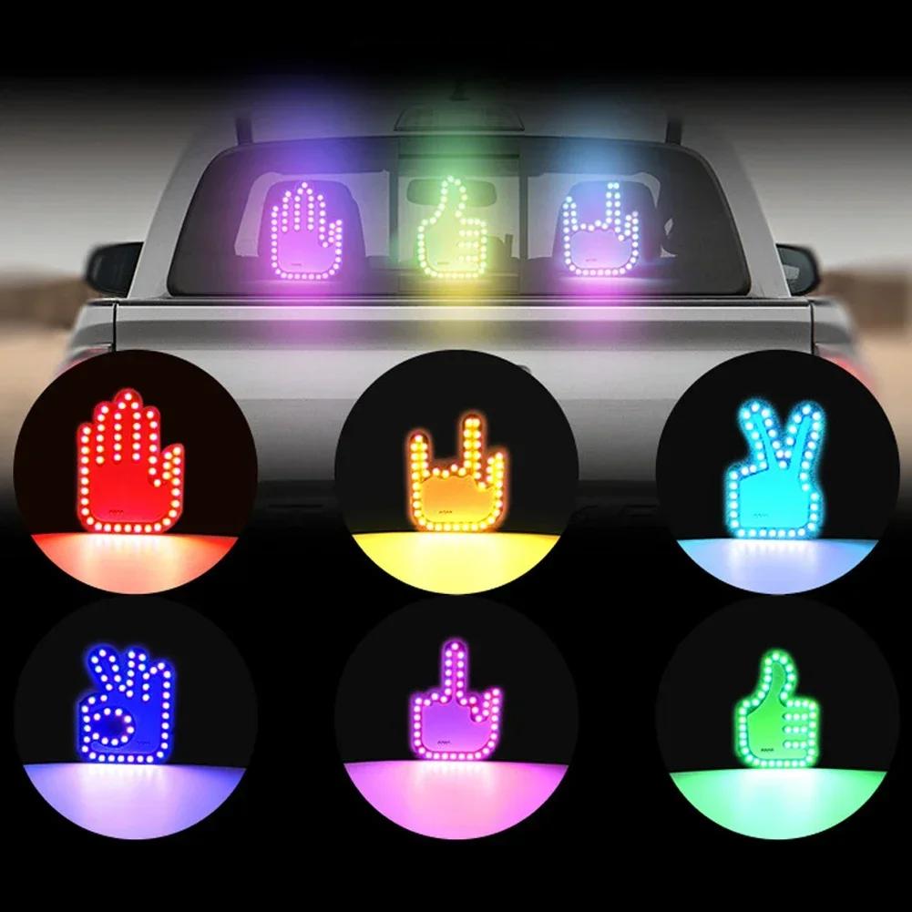 Креативный USB-светильник для жестов, автомобильный светодиодный фонарик с дистанционным управлением, атмосферный светильник, наклейка на средний палец, цветная лампа