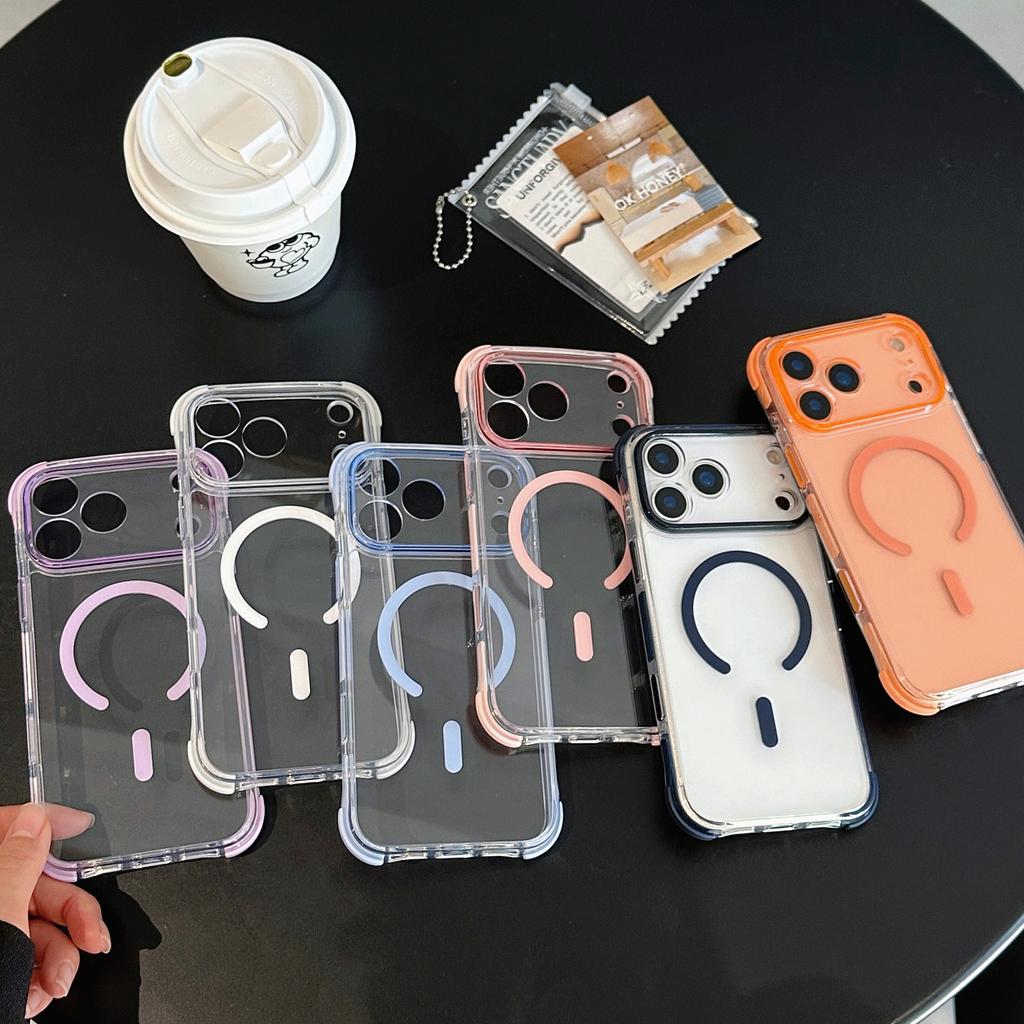 17 Применимый iPhone16promax цветной защитный чехол с магнитной защелкой Apple 15pro противоударный 14pro чехол для мобильного телефона 13 защитный чехол