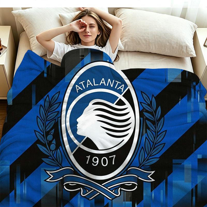 Atalanta Bergamo Logo Print Flannel Blanket High Quality Warm Comfortable Cover for All Seasons Perfect for Gifts Home Decor