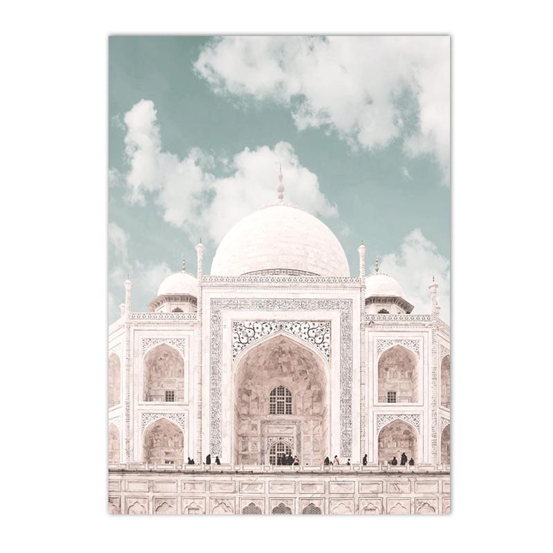 Зеленые листья кактус мечеть марокко дверь плакаты принты холст картины исламская каллиграфия настенное искусство картины декор гостиной