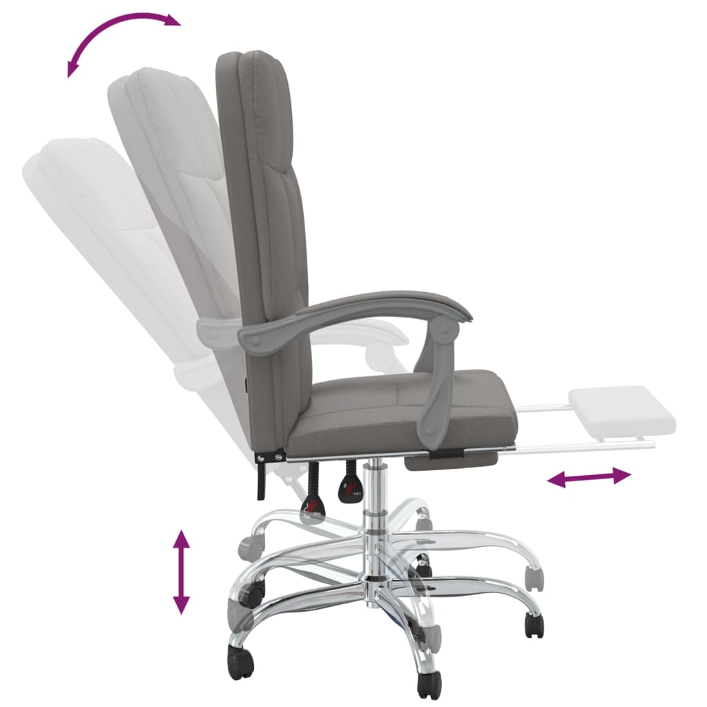 Office Chair with Reclining Function Taupe Fabric