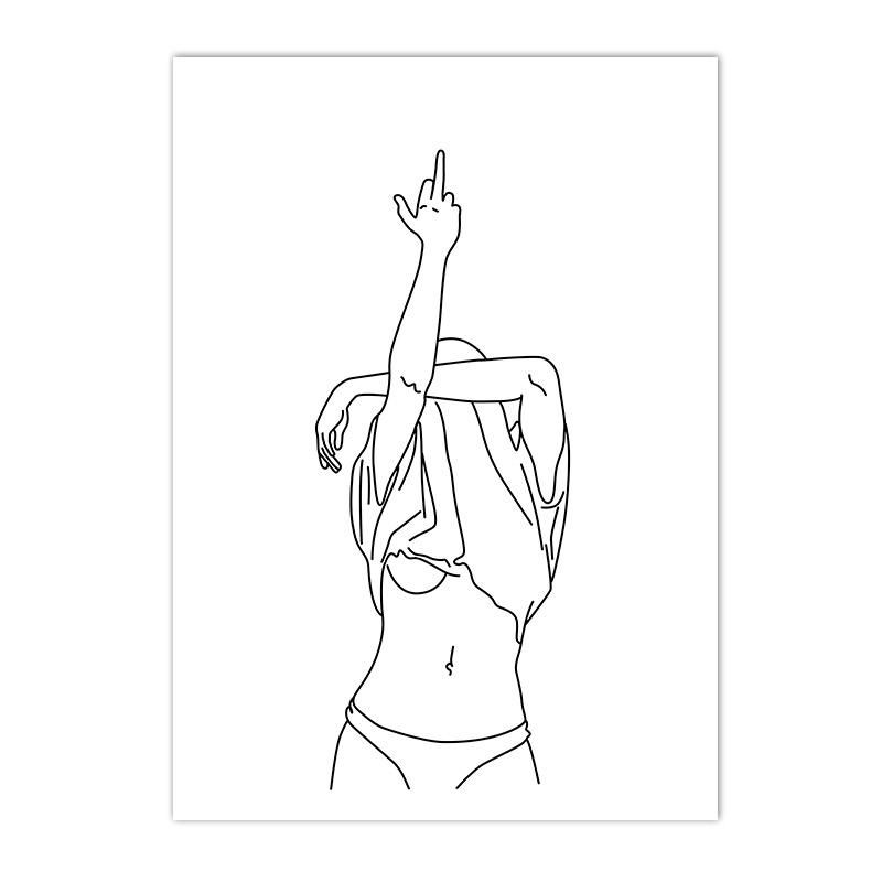 Wall Art Poster Naked Body Minimalist Sexy Woman Line Draw Art Print Black And White Canvas Painting Nordic Pictures Home Decor