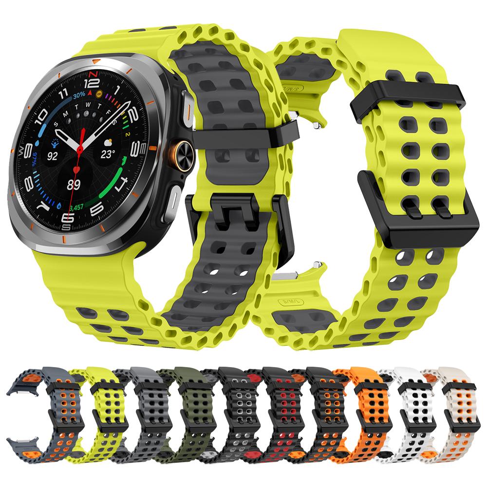 Двухцветный спортивный силиконовый ремешок для Samsung Galaxy Watch Ultra Морской ремешок-браслет для GalaxyWatch Ultra 47 мм Ремешок для часов