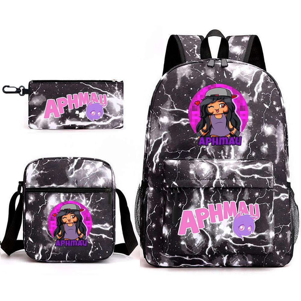 Игровой мерч Aphmau Школьная сумка Мультяшный рюкзак Пенал Сумка через плечо Набор из трех предметов