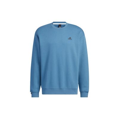 adidas Сплошной цвет с логотипом и круглым вырезом, пуловер, толстовка, топы унисекс, синий IB2773